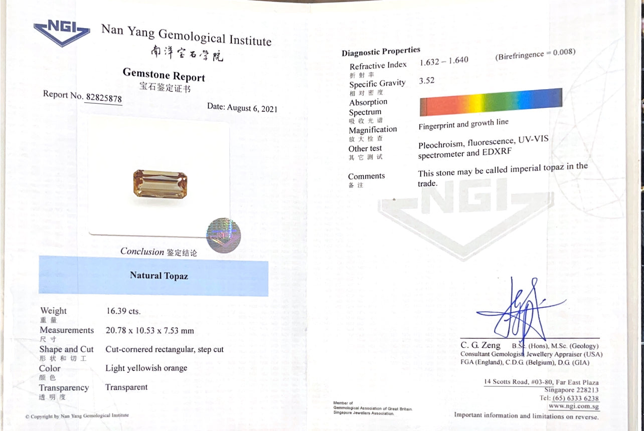 Imperial Topaz, 16.39ct, Light Orange