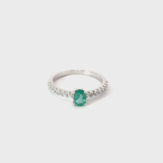 Emerald Ring with Half-shank Pave