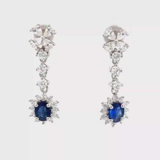 Sapphire Drop Earrings with Floral Arrangements