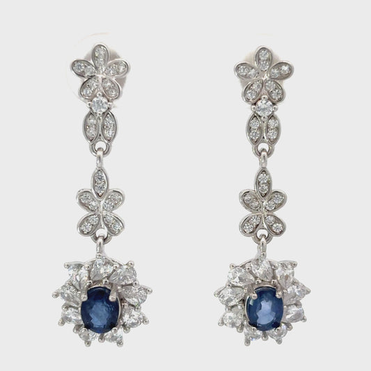 Sapphire Drop Earrings with Floral Arrangements