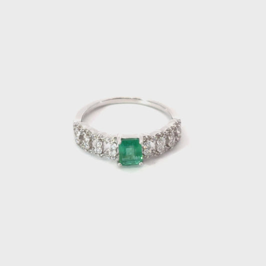 Emerald Ring with Fantasy Half-shank