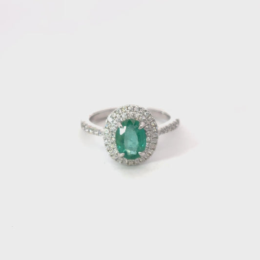 Emerald Ring with Double Halo