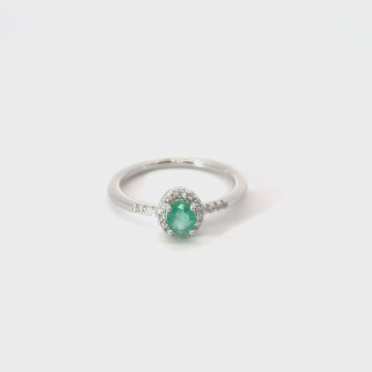 Emerald Ring with Quarter-shank Pave