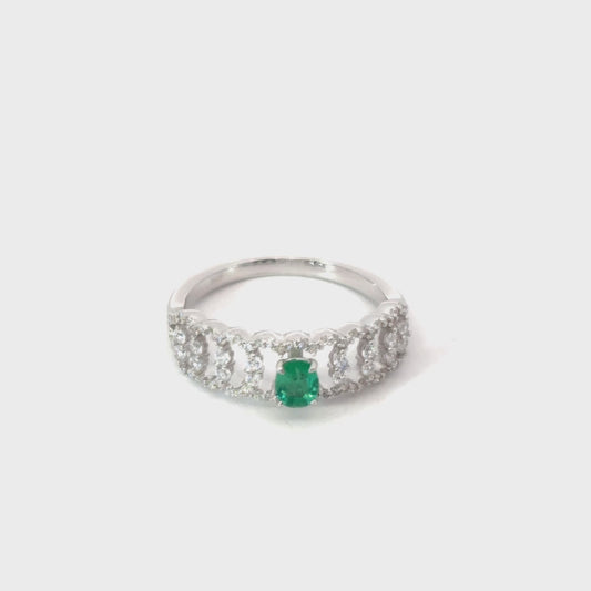 Emerald Ring with Tiara Half-shank