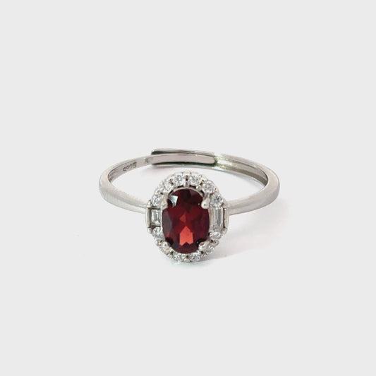 Garnet Ring with Halo