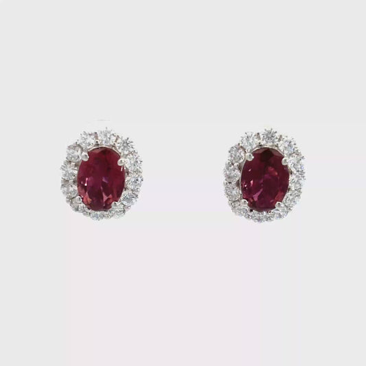 Tourmaline Stud Earrings with Single Halo