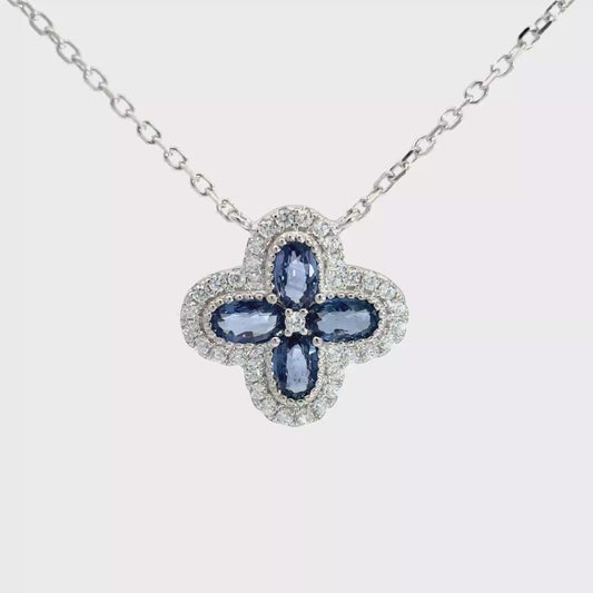 Sapphire Pendant with Clover Motif