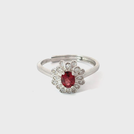 Garnet Floral Ring