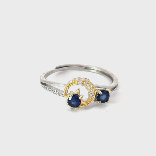 Sapphire Ring with Moon and Star