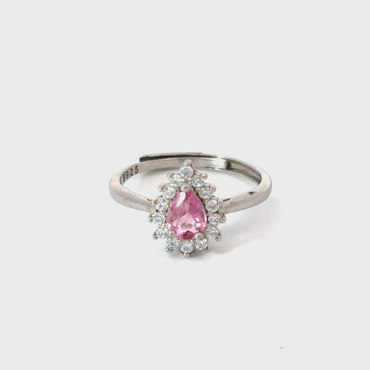 Tourmaline Ring with Single Drop Halo