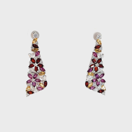 Garnet Floral Earrings