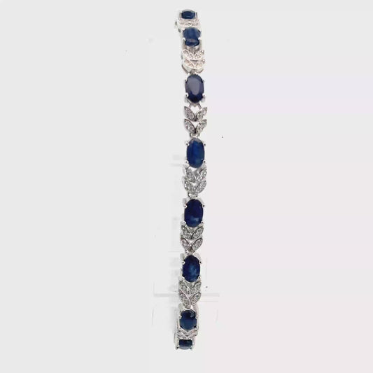 Sapphire Bracelet with Double Leaf Motifs