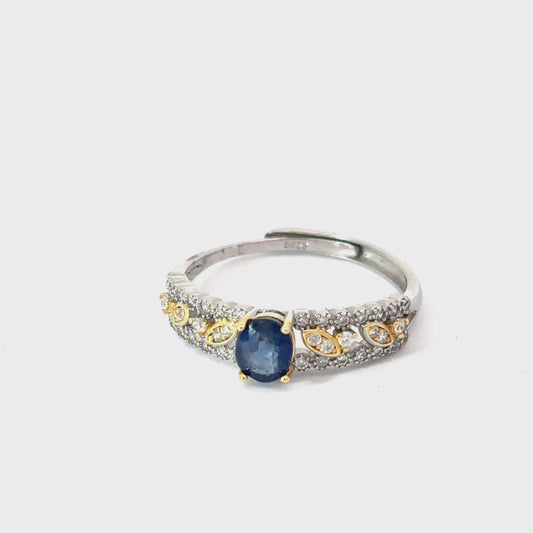 Sapphire Ring with Leaf Shank