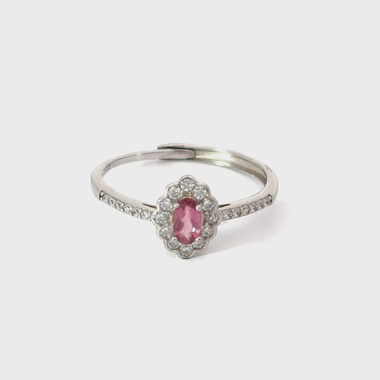 Tourmaline Ring with a Single Halo