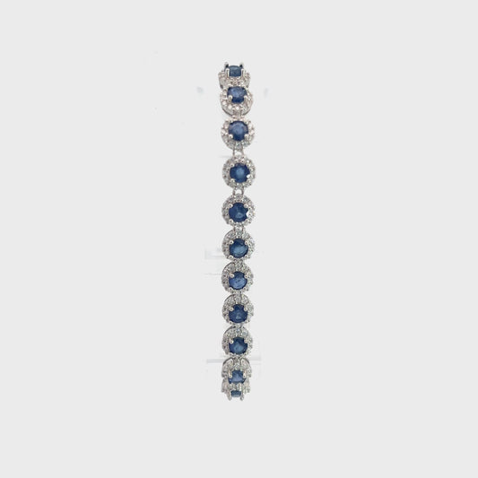Sapphire Bracelet with Round Halos