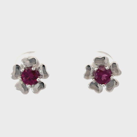 Tourmaline Flower Stud Earrings