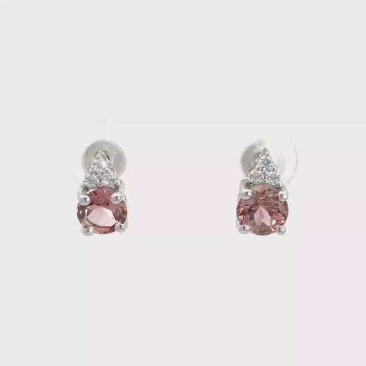 Tourmaline Stud Earrings with Small Cluster