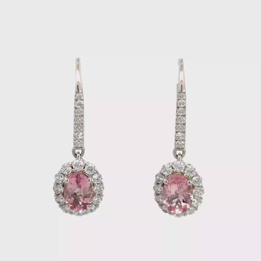 Tourmaline Hook Earrings with Single Halo