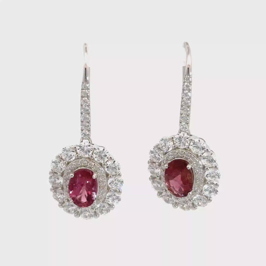 Tourmaline Hook Earrings with Double Halo