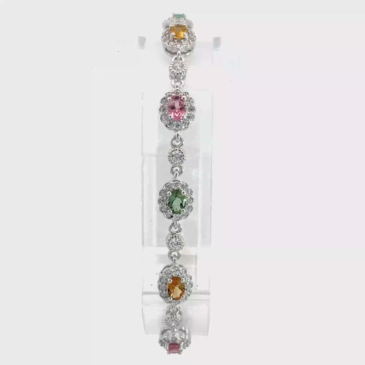 Tourmaline Bracelet with Oval Halos