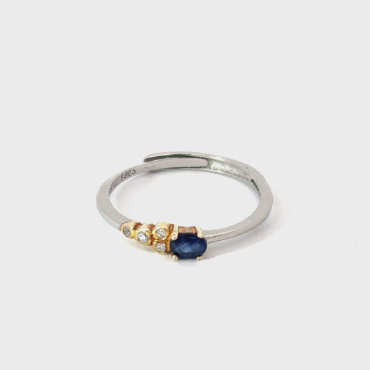 Sapphire Ring Set Horizontal with Small Cluster