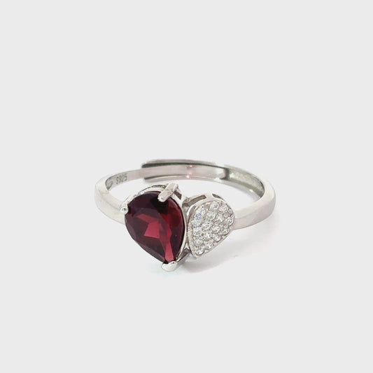 Garnet Heart Ring