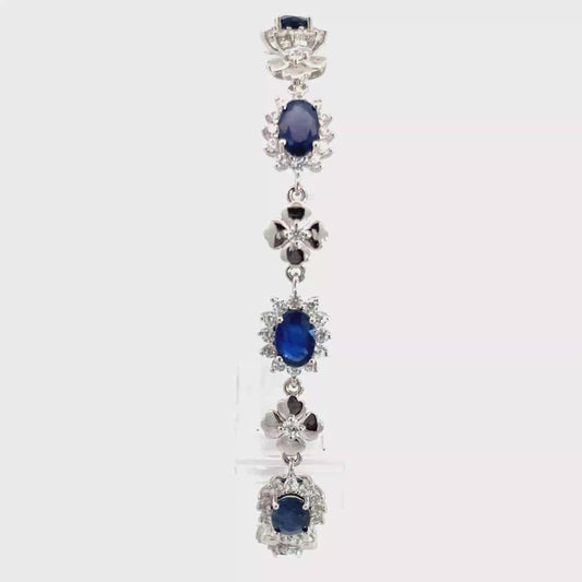 Sapphire Bracelet with Halo and Floral Motifs