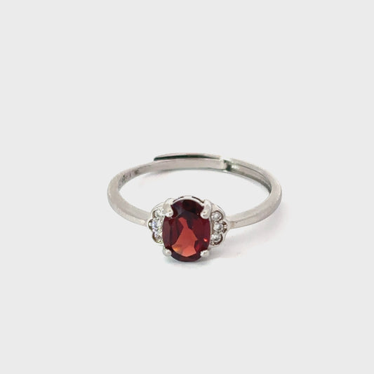 Garnet Ring with Partial Halo