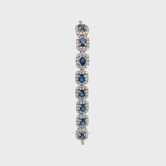 Sapphire Bracelet with Square Halos